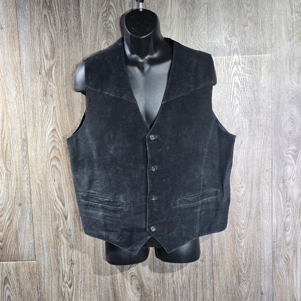 New Zealand Outback Leather‎ Vest Mens L Button Up Original Rugged